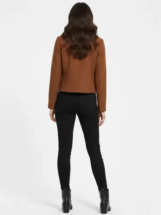 Studded Brown Suede Cropped Jacket Back