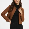Studded Suede Brown Cropped Jacket