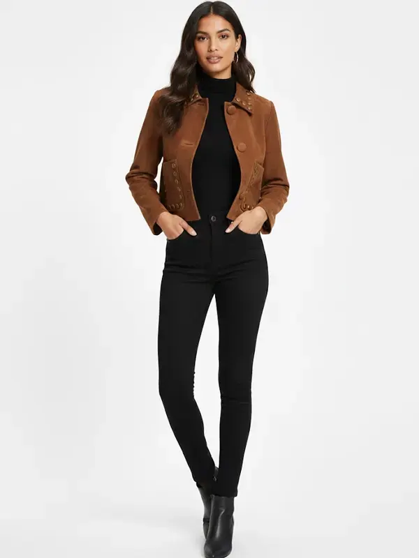 Studded Suede Cropped Jacket