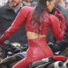 The Beauty 2025 Bella Hadid Red Cropped Jacket Back