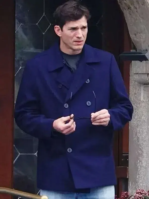 The Beauty Ashton Kutcher Blue Peacoat