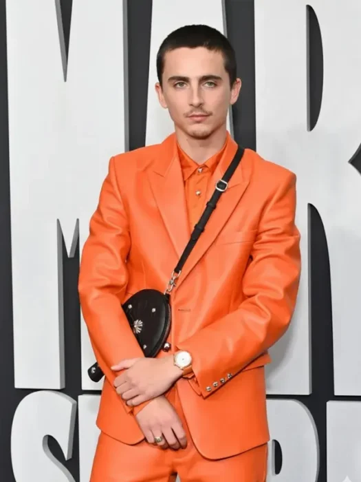 Timothée Chalamet A24’s Marty Supreme Premiere Leather Blazer