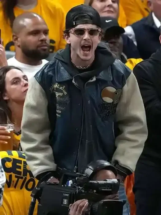 Timothee Chalamet Knicks NBA Game Leather Jacket