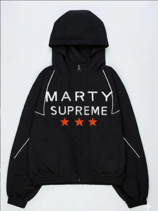 MARTY SUPREME DX フード付きジャケット Marty Supreme Black Jacket | Timothée Chalamet Jacket