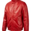 Timothee Chalamet Marty Supreme Premiere Event 2025 Red Leather Jacket