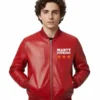 Timothee Marty Supreme Red Bomber Leather Jacket