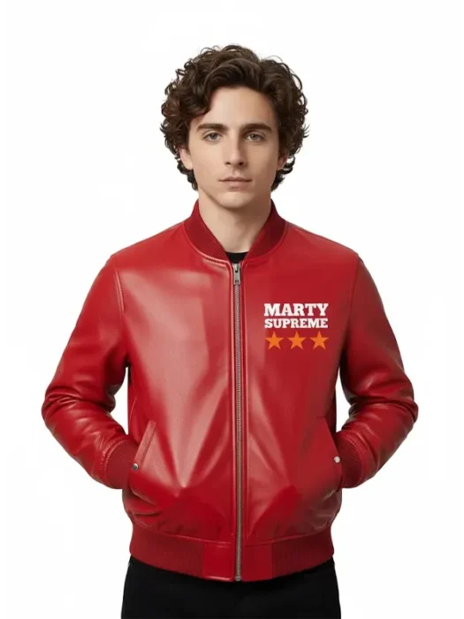Timothee Marty Supreme Red Bomber Leather Jacket