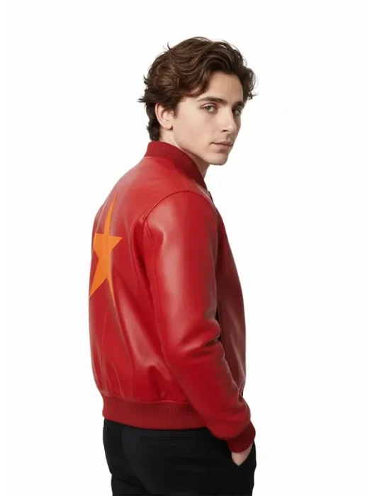 Timothee Marty Supreme Red Bomber Leather Jacket Back