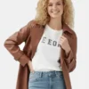 Women BFF Belted Brown Leather Jacket