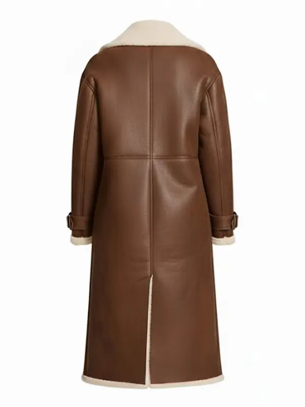 Women Shearling Brown Levi Leather Coat Back