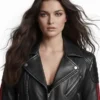 Womens Auckland Moto Biker Leather Black Jacket
