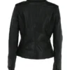 Womens Black Leather Blazer Jacket Back