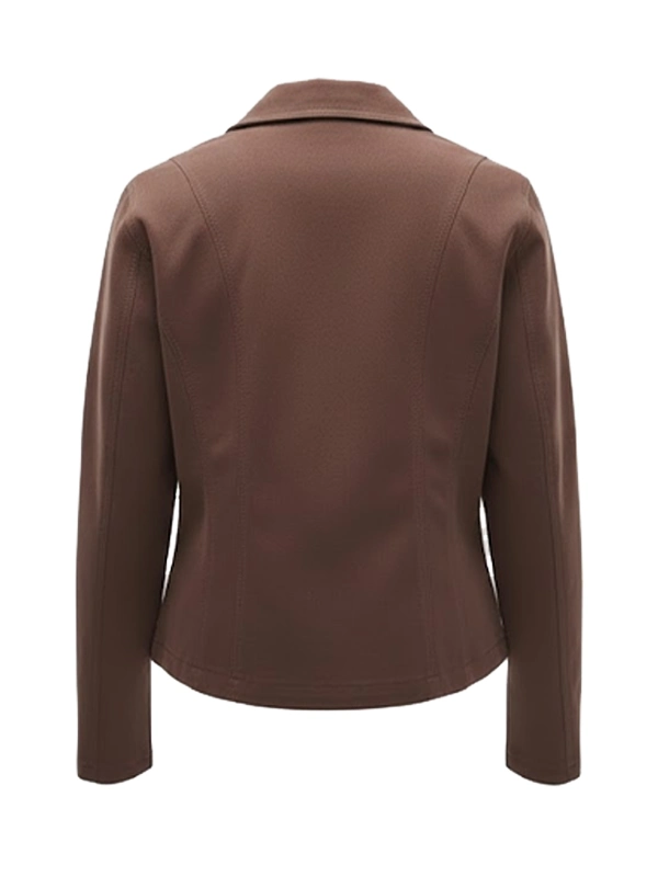 Womens Brown Faux Suede Jacket Back