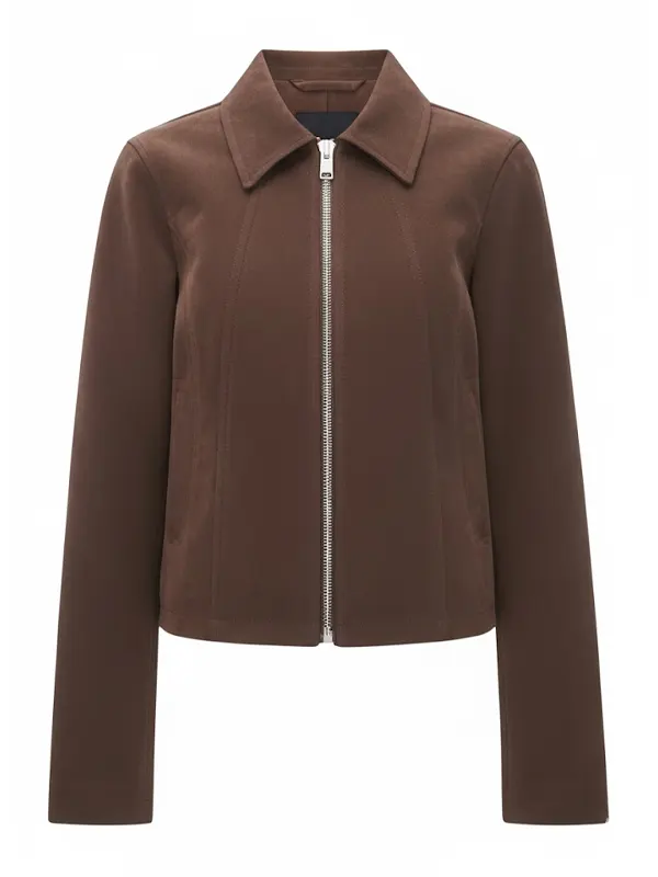 Womens Brown Faux Suede Jacket