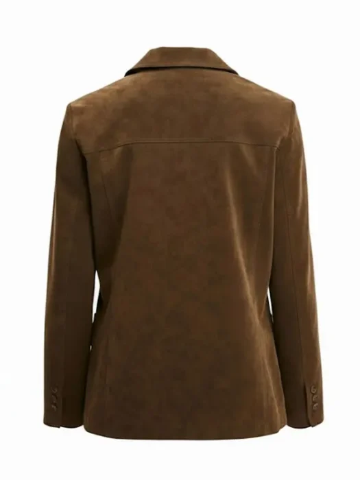 Womens Brown Leather Blazer Back