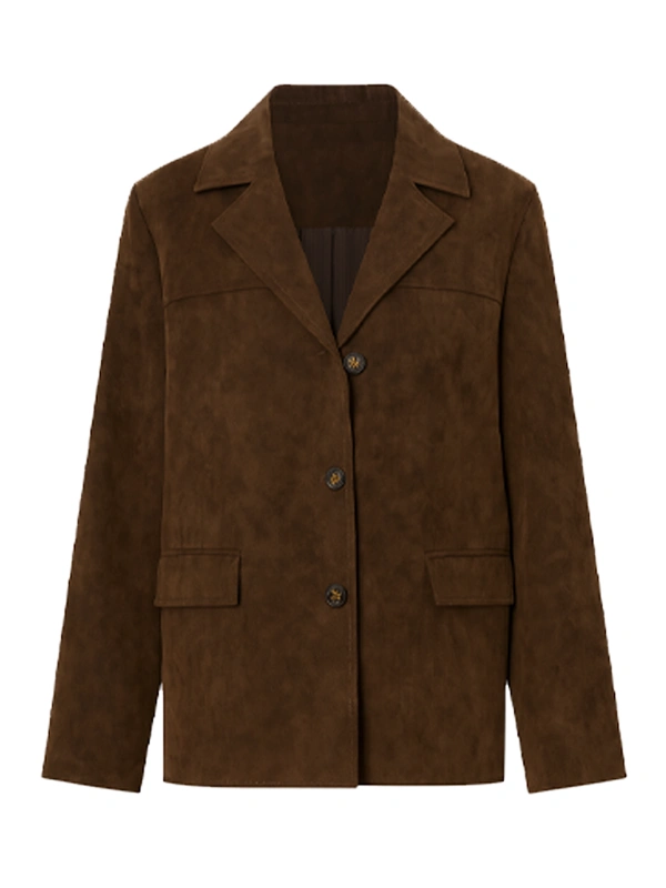 Womens Brown Leather Blazer