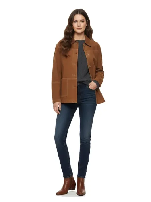 Womens Brown Suede Leather Jacket