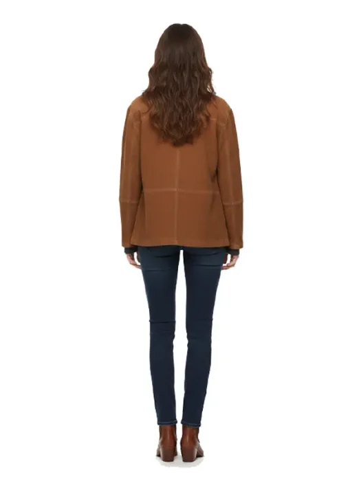 Womens Brown Suede Leather Jacket Back
