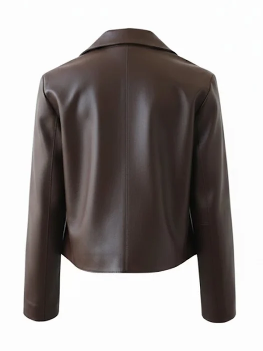Womens Dark Brown Leather Jacket Back