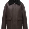 Womens Dark Brown Leather Shearling Jacket
