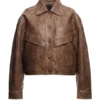 Womens Hailey Bomber Brown Leather Jacket
