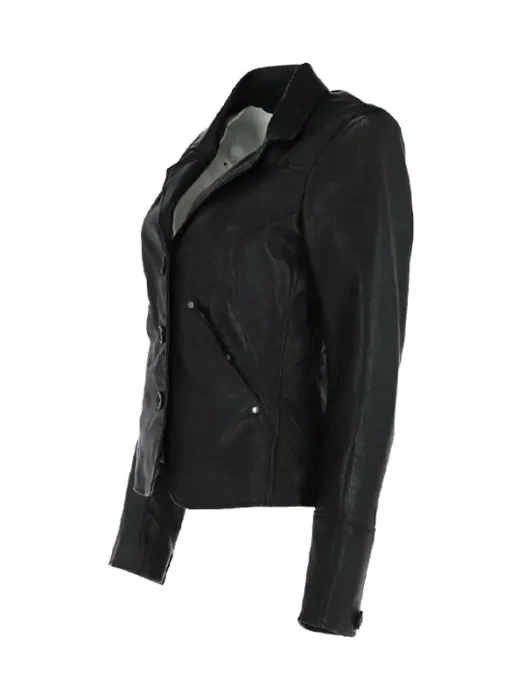 Womens Leather Black Blazer Jacket