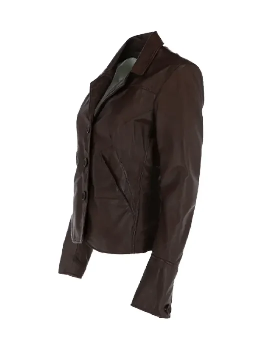 Womens Leather Blazer Brown Jacket