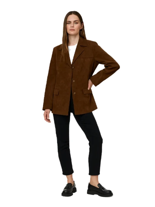 Womens Leather Brown Blazer