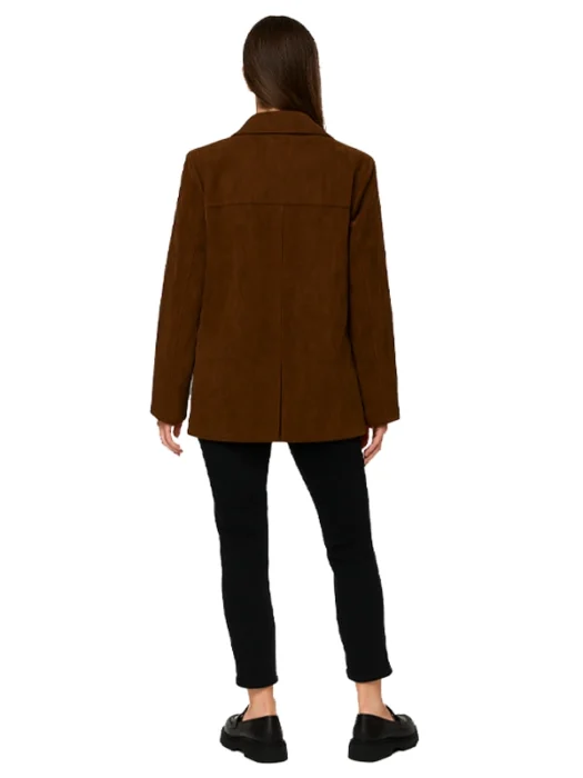 Womens Leather Brown Blazer Back