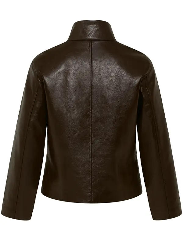 Womens Leather Jacket Dark Brown Back