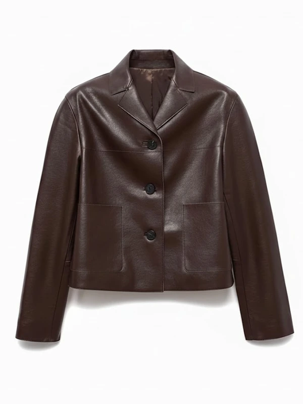 Womens Leather Jacket Dark Brown