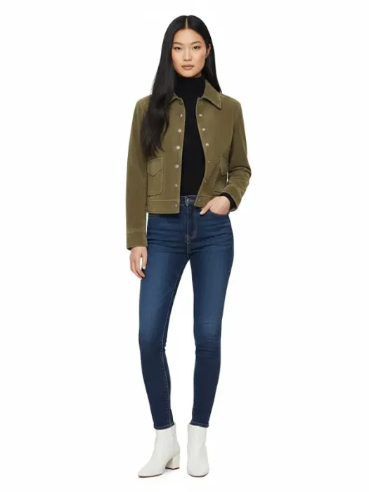 Womens Suede Khaki Leather Jacket