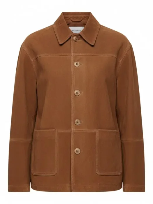 Womens Suede Leather Jacket Brown
