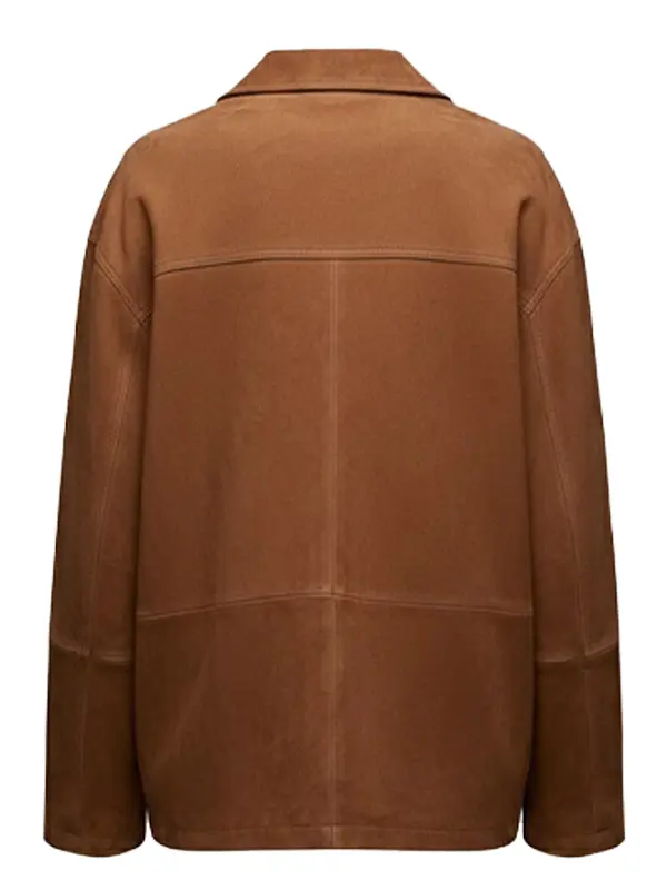Womens Suede Leather Jacket Brown Back