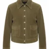 Womens Suede Leather Khaki Jacket