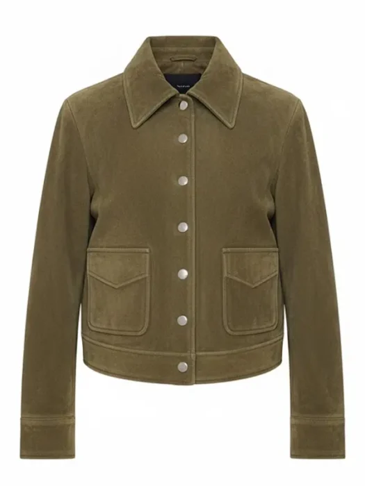 Womens Suede Leather Khaki Jacket