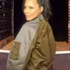 Amirah Vann Oyeku Olive Green Bomber Jacket Back