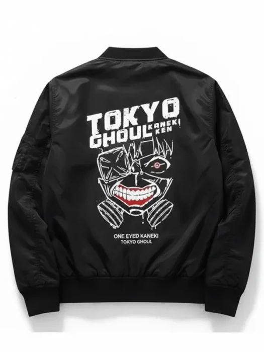 Anime Tokyo Kaneki Ken Ghoul Black Bomber Jacket Back