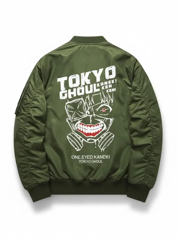 Anime Tokyo Kaneki Ken Ghoul Green Bomber Jacket Back