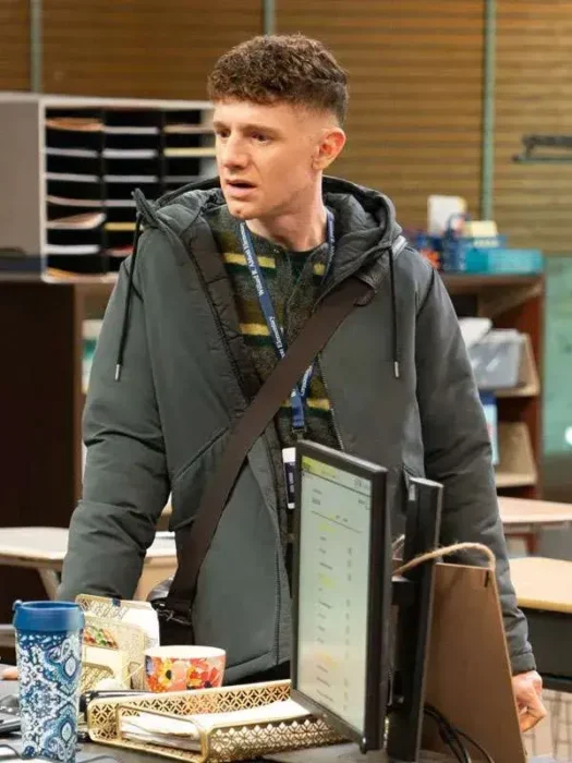 Chris Perfetti Abbott Elementary Hooded Grey Jacket