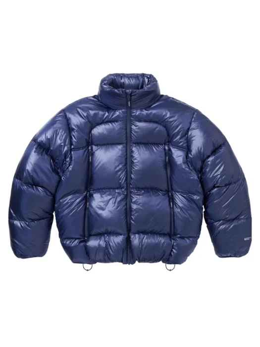 Glossy Navy Blue Featherweight Down Puffer Jacket