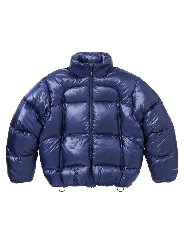Glossy Navy Blue Featherweight Down Puffer Jacket
