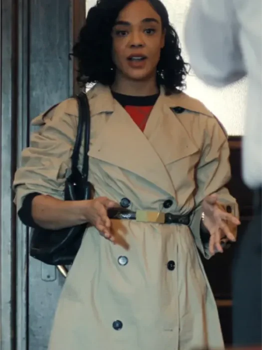 His & Hers Tessa Thompson Beige Cotton Coat