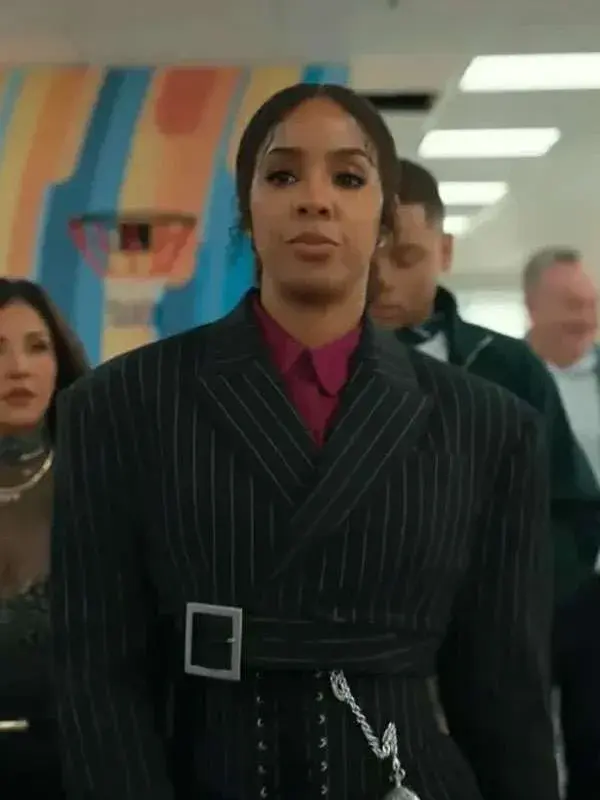 Kelly Rowland Relationship Goals Pinstripe Blazer Black