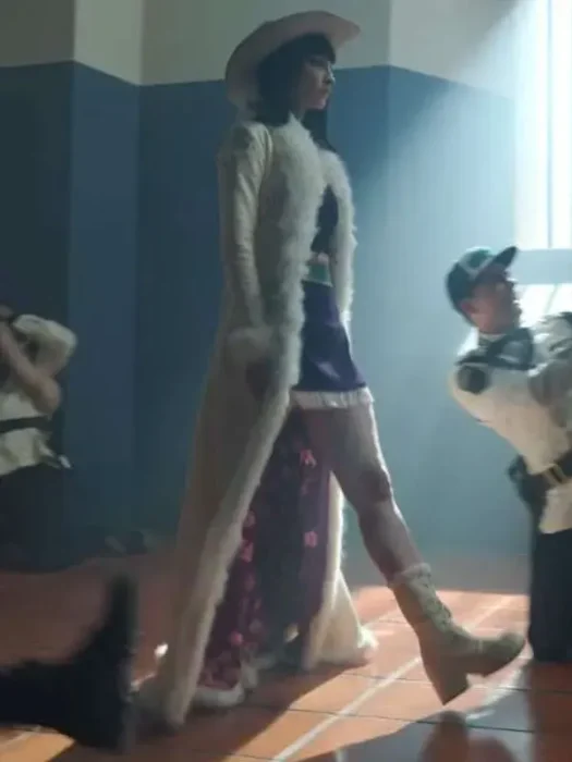 Lera Abova One Piece White Shearling Leather Coat