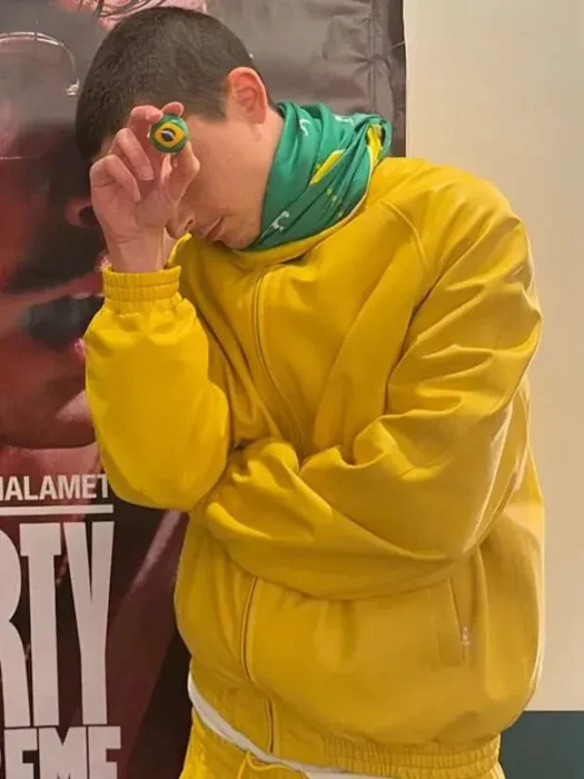 Marty Supreme Timothee Chalamet Yellow Brazil Leather Jacket