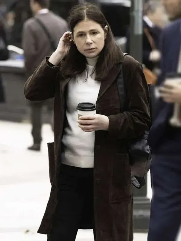 Maura Tierney Law and Order Suede Brown Leather Coat
