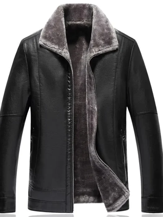 Men leather Jacket 2017 Winter Jackets Clothes Long Casual Thick Faux Fur mens brand leather jackets