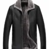 Mens Black Faux Fur Leather Jacket
