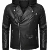 Mens Black Hooded Bomber Jacket